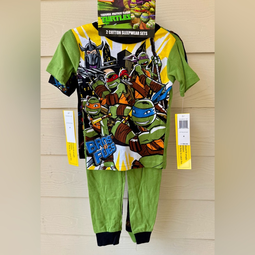 Nickelodeon Teenage Mutant Ninja Turtles Boys’ 4pc Cotton Pajama Pant Set,4,8,10
